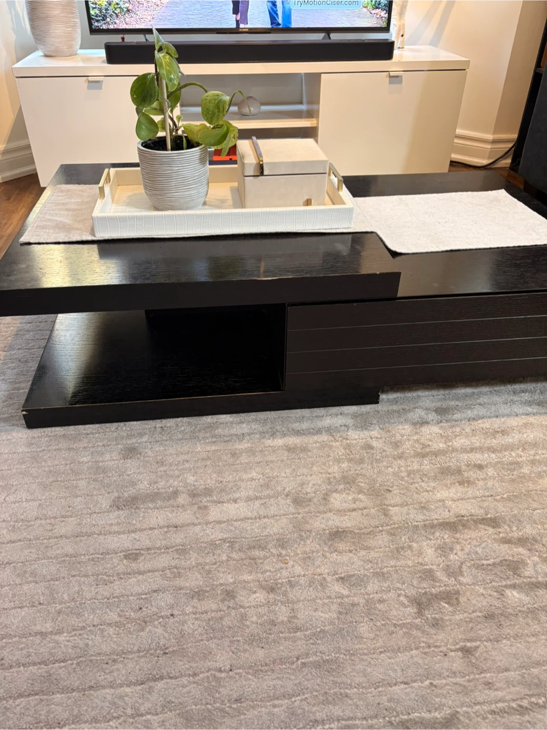 Black Coffee Table with Storage Drawer