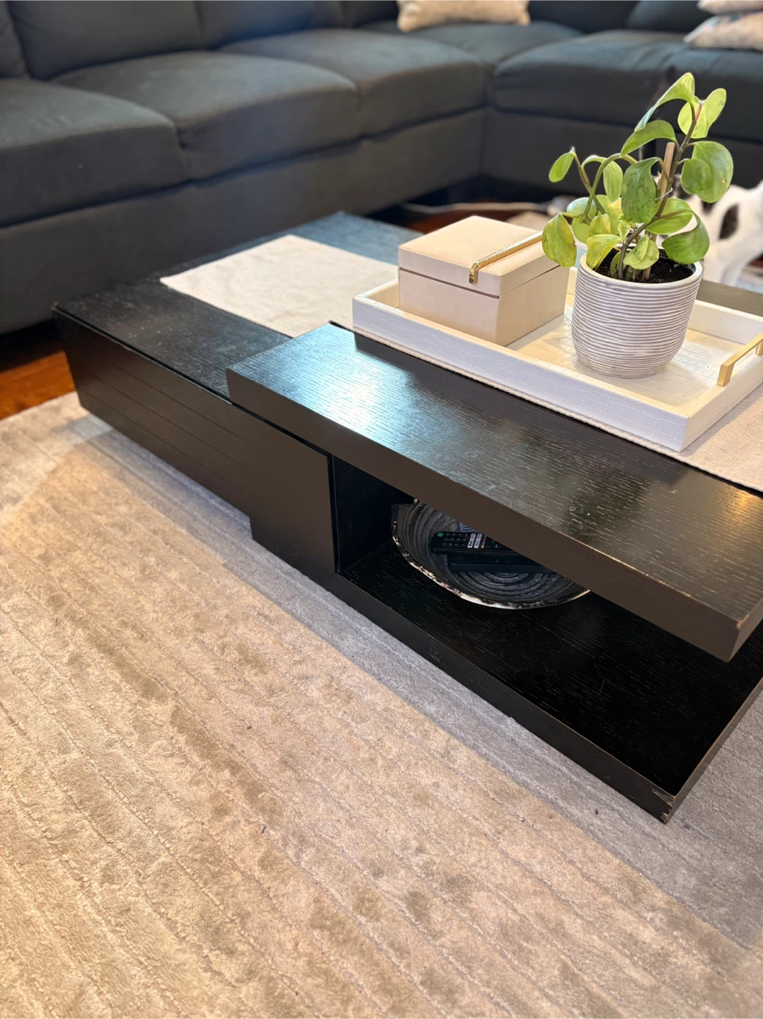 Black Coffee Table with Storage Drawer - photo 3