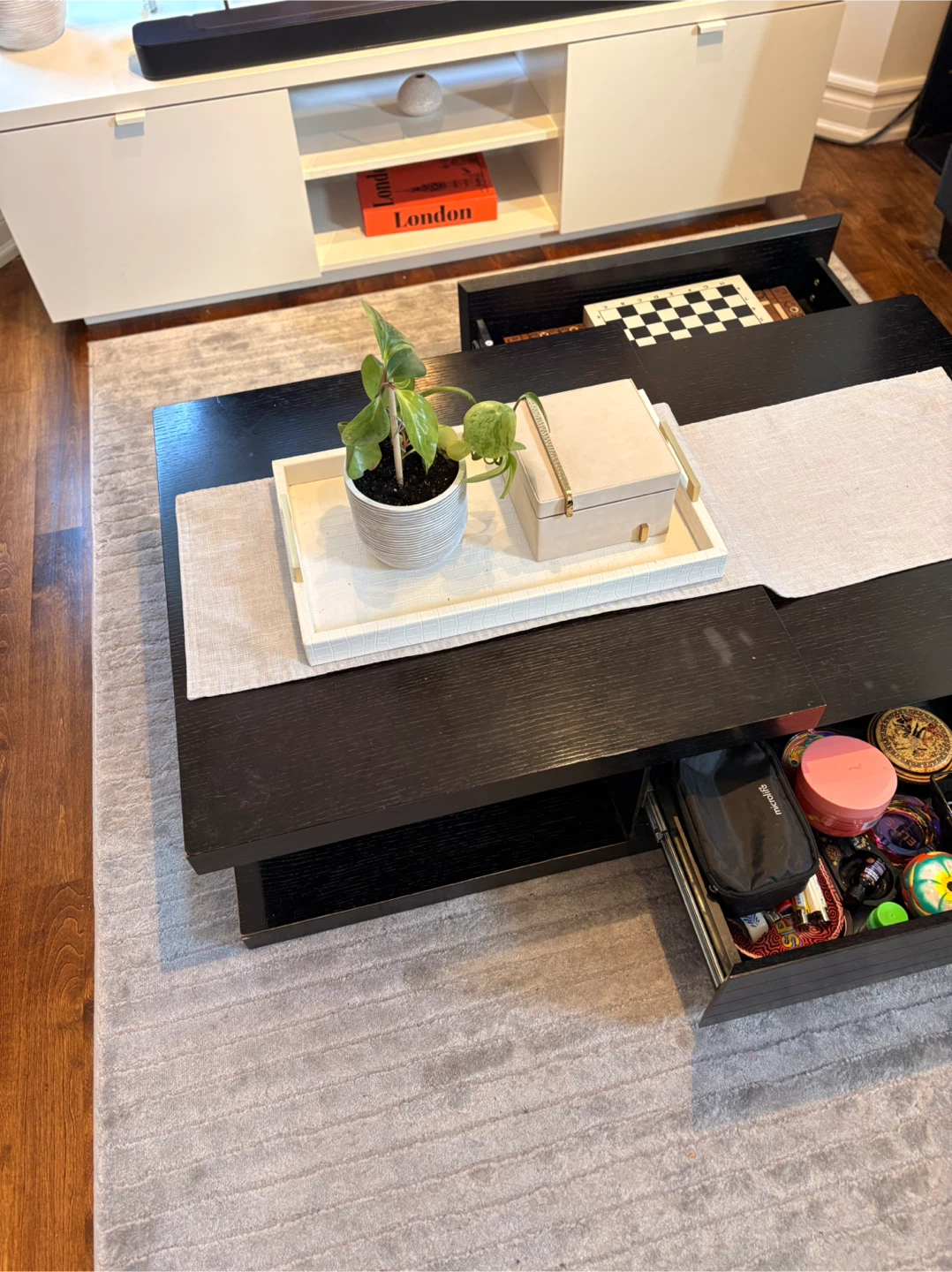 Black Coffee Table with Storage Drawer - photo 5