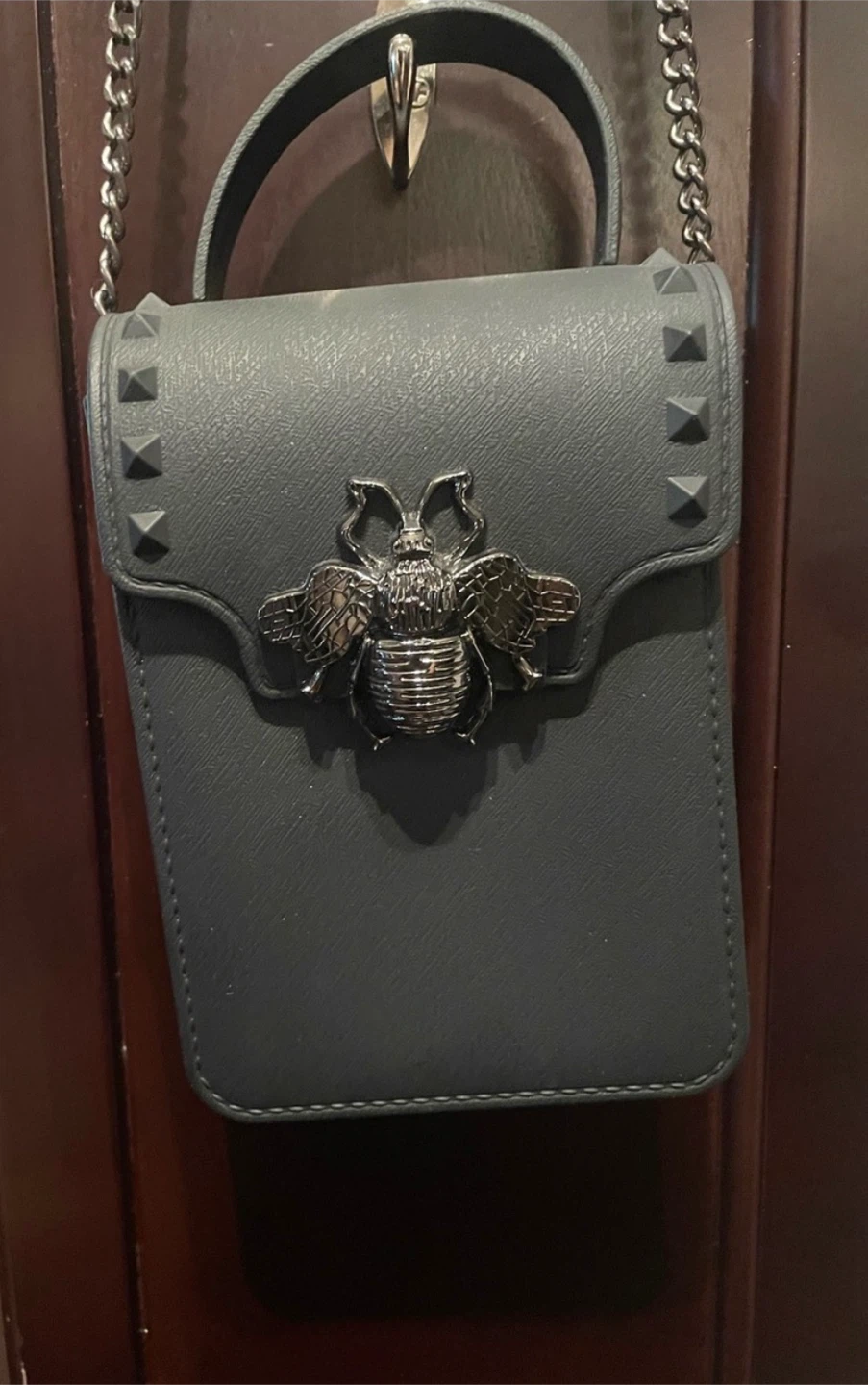 Black Bee Embellished Crossbody Bag