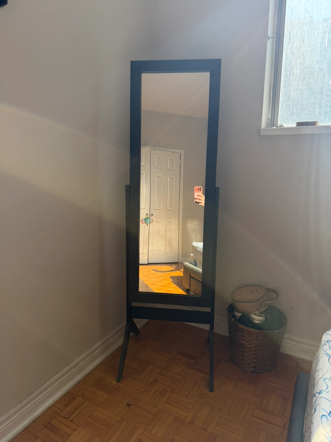 Wood Chocolate brown Standing Floor Mirror
