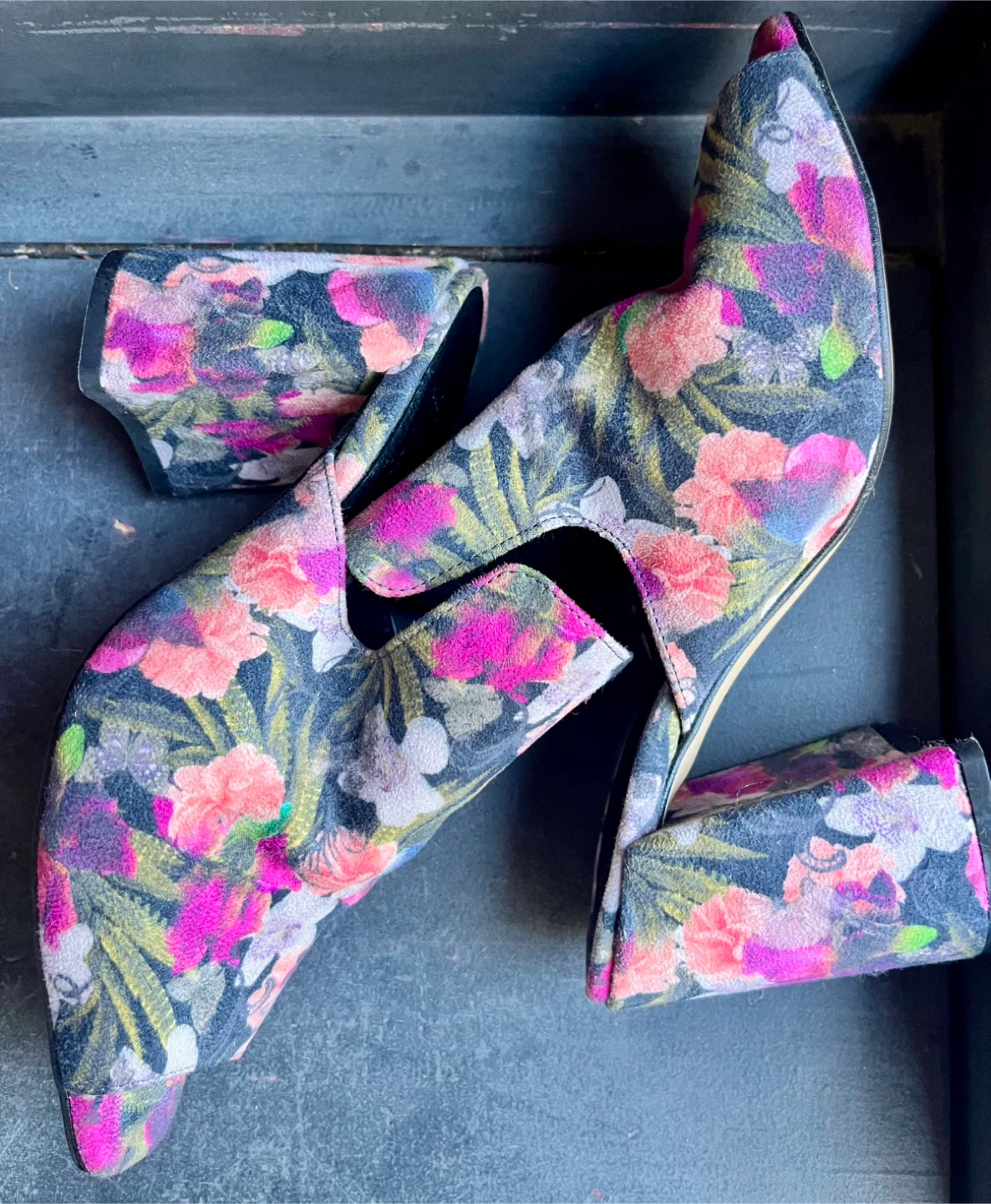 L’intervalle Floral Print Open-Toe Block Heel Mules - photo 5