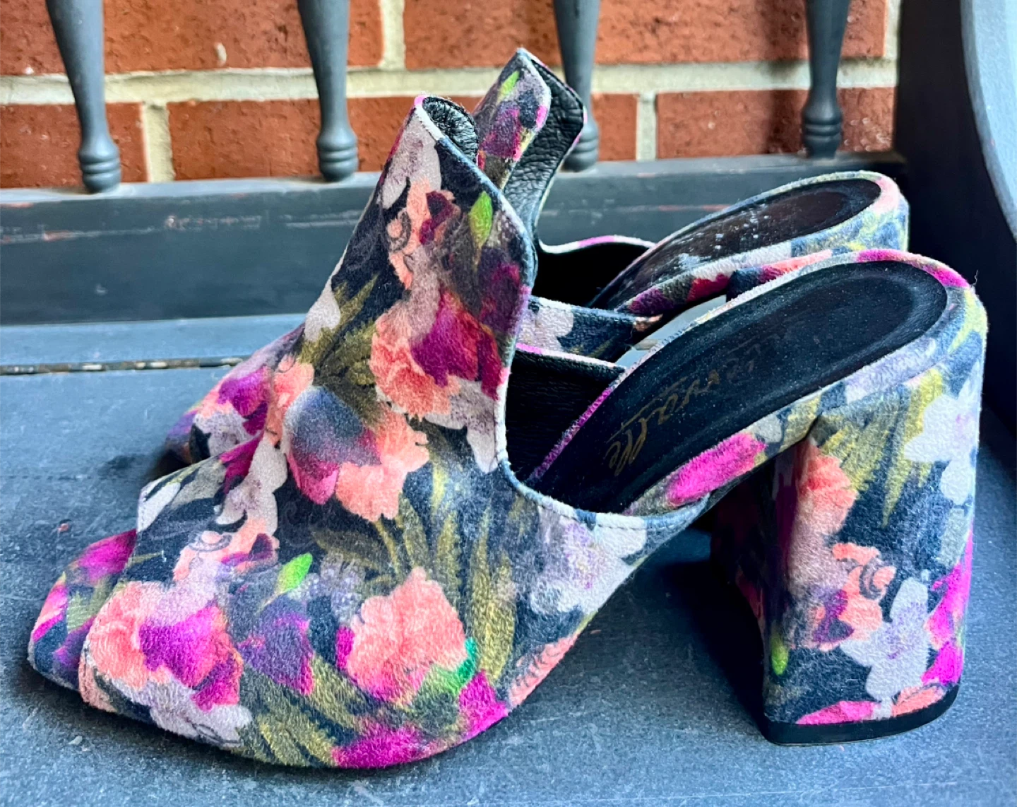 L’intervalle Floral Print Open-Toe Block Heel Mules - photo 4
