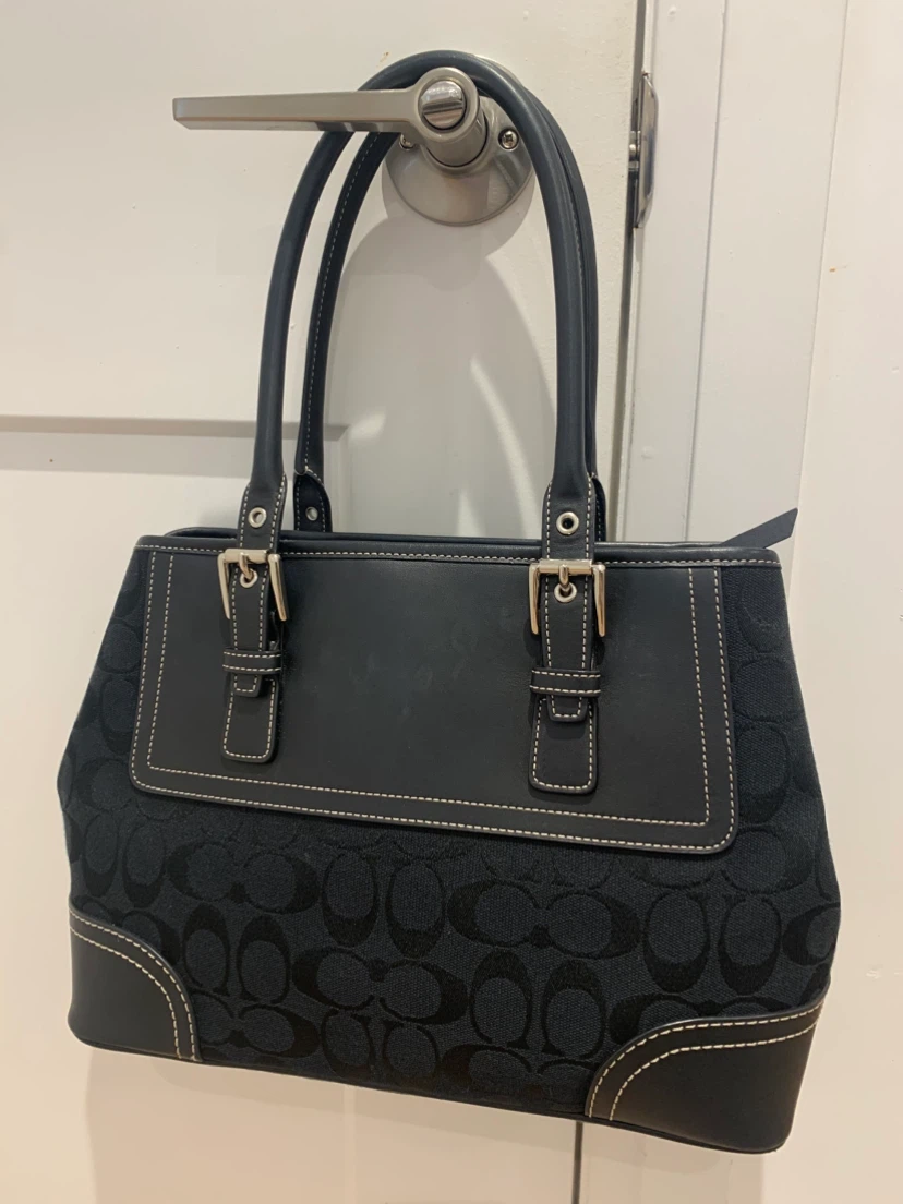 🖤 New Coach Black Signature Hampton Leather Tote Bag 🖤 - photo 5