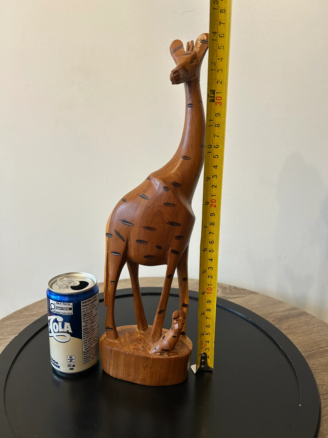 Vintage Hand-Carved Wooden Giraffe & Baby - photo 2