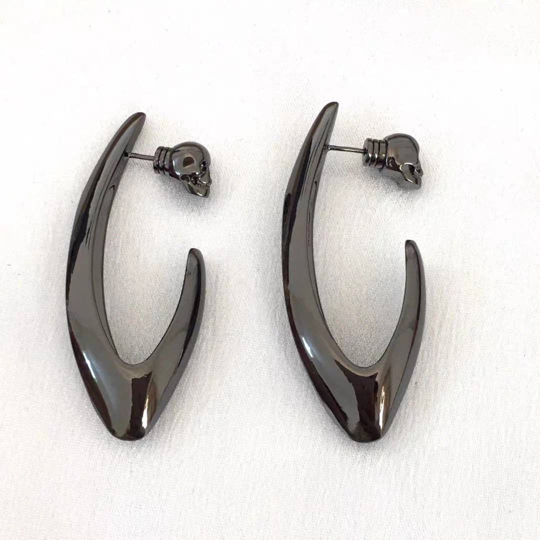 Alexander McQueen Black Skull Statement Earrings