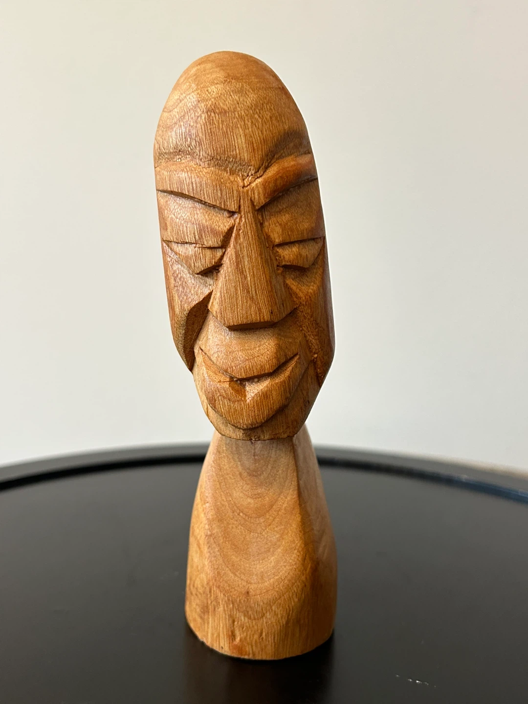 Vintage 1977 Hand-Carved Wooden Head Bust – Signed