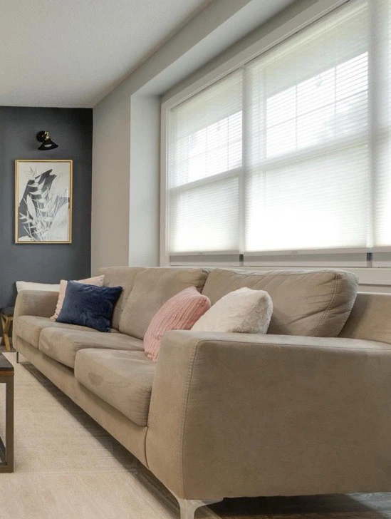 Pair of beige fabric sofas
