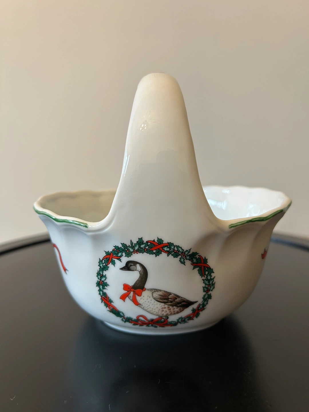 Vintage Christmas Canada Goose Ceramic Basket - Japan