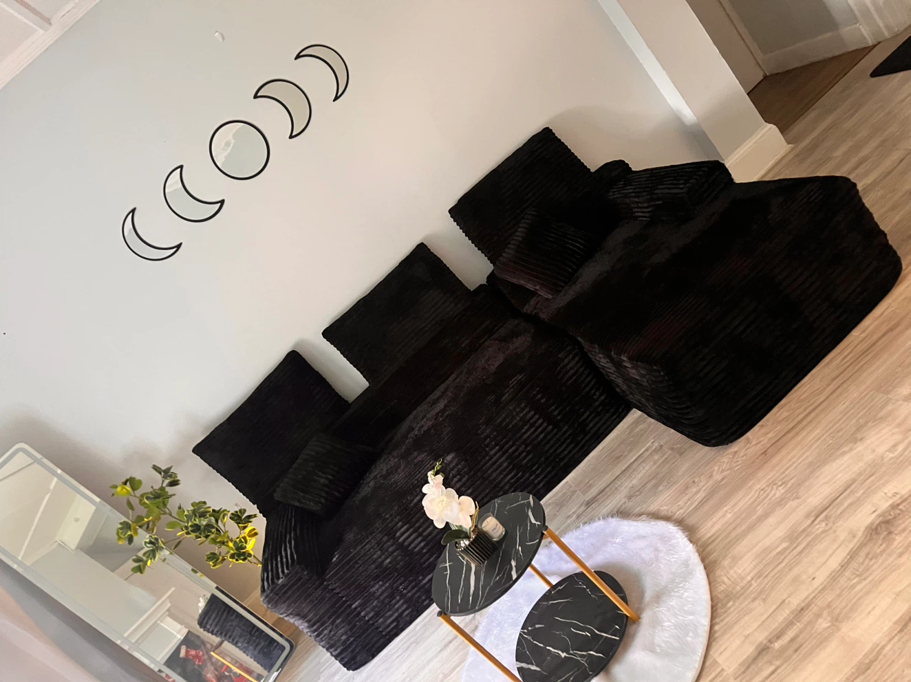 Black Corduroy Sectional Sofa