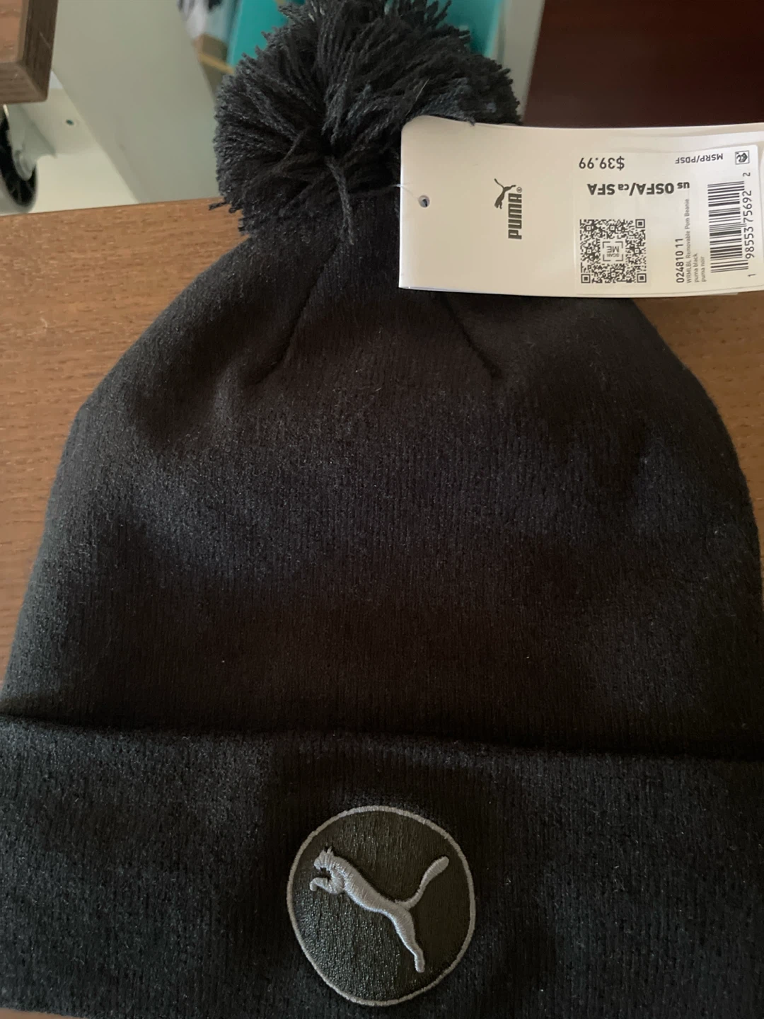Puma Black Pom Pom Beanie