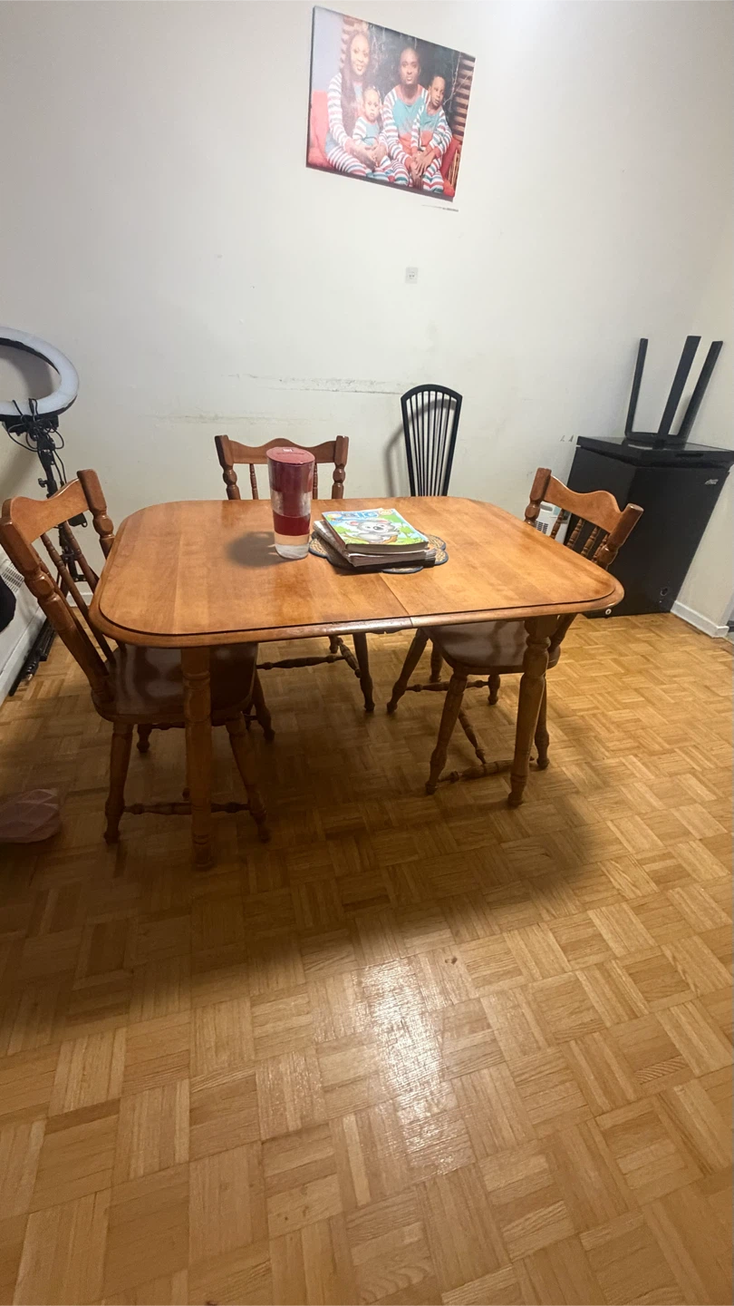 Wooden Dining Table with Three Chairs - photo 2