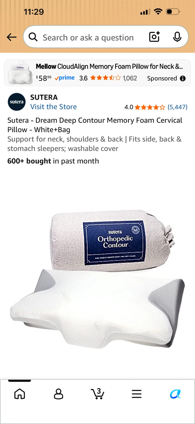 Sutera Orthopedic Contour Memory Foam Pillow