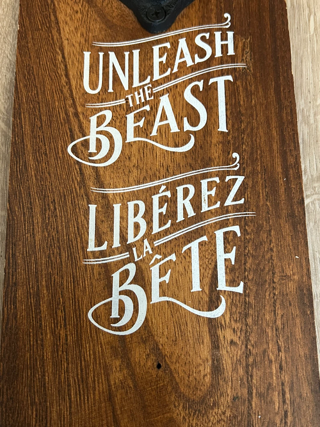Wall-Mounted Cast Iron Bear Bottle Opener on Wooden Plaque - photo 5