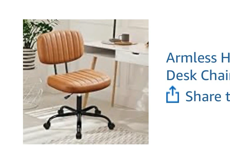 Armless Faux Leather orange Desk Chair