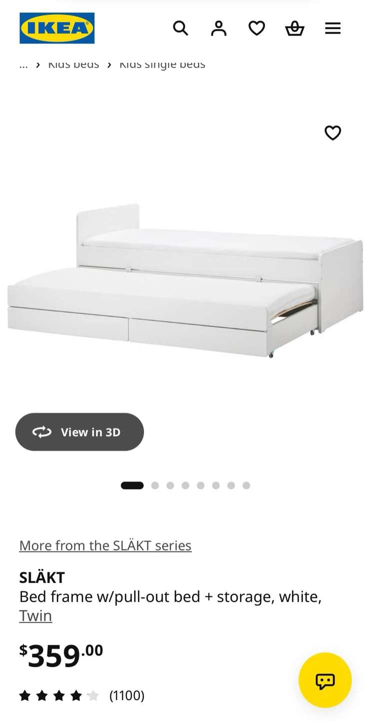 IKEA SLÄKT bed frame with pull-out bed and storage