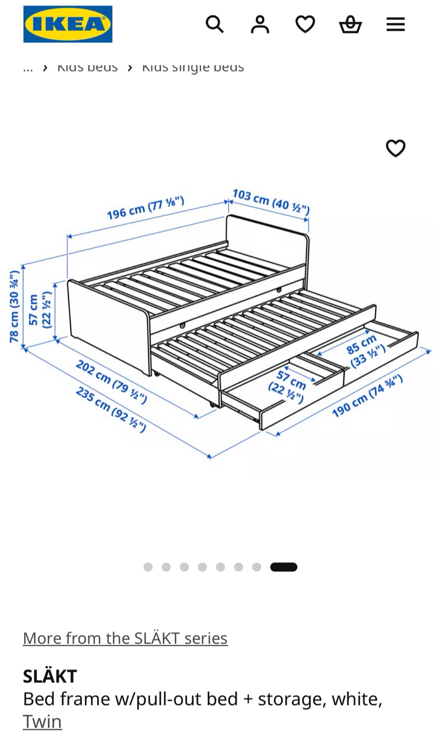 IKEA SLÄKT bed frame with pull-out bed and storage - photo 2