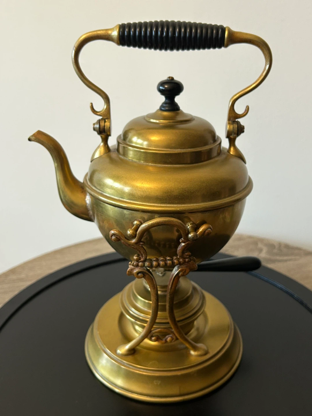 Antique Brass Tilting Tea Kettle on Stand– S. Sternau & Co ASIS