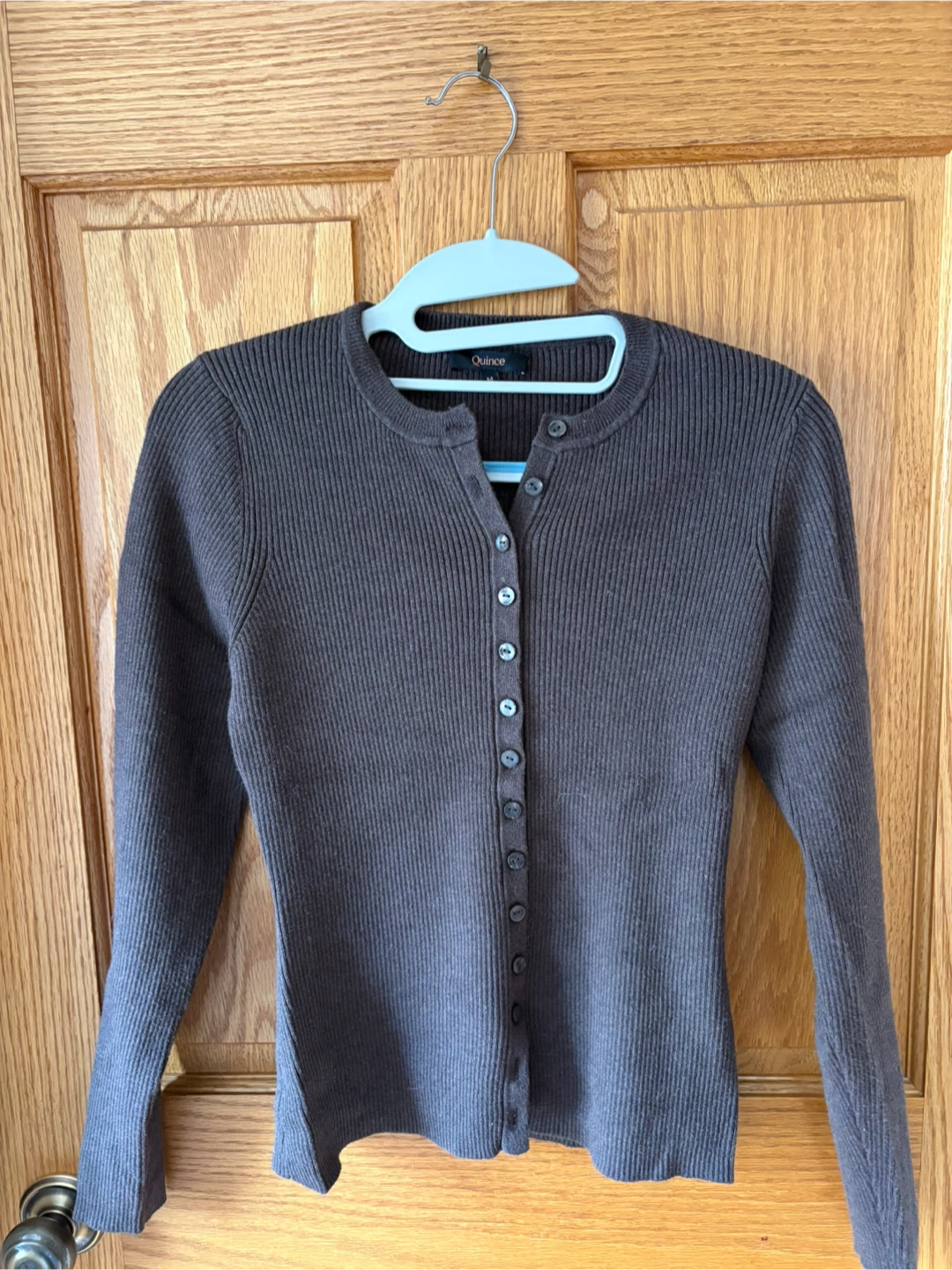 Quince Brown Ribbed Cardigan