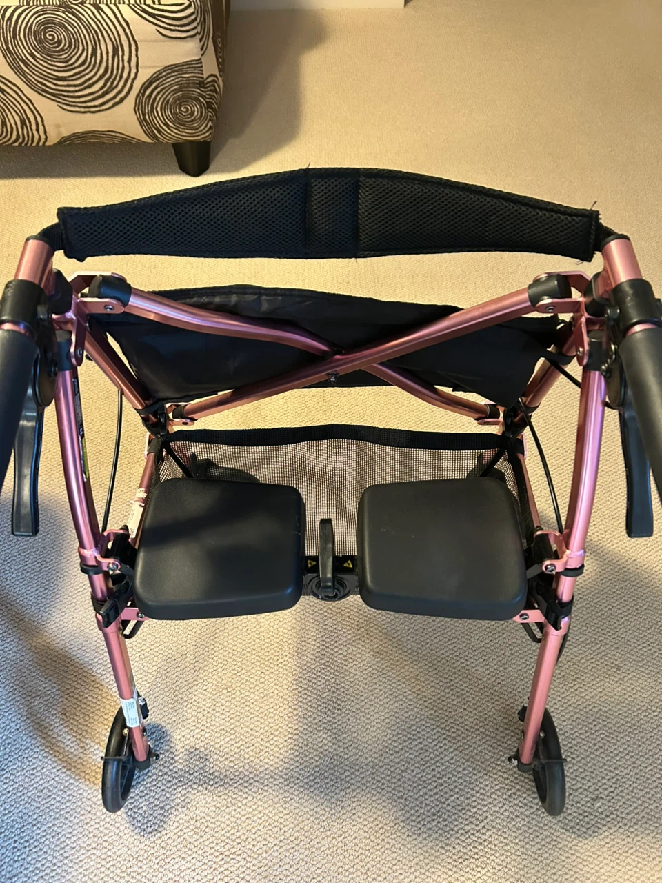 Pink Four-Wheel Folding Walker