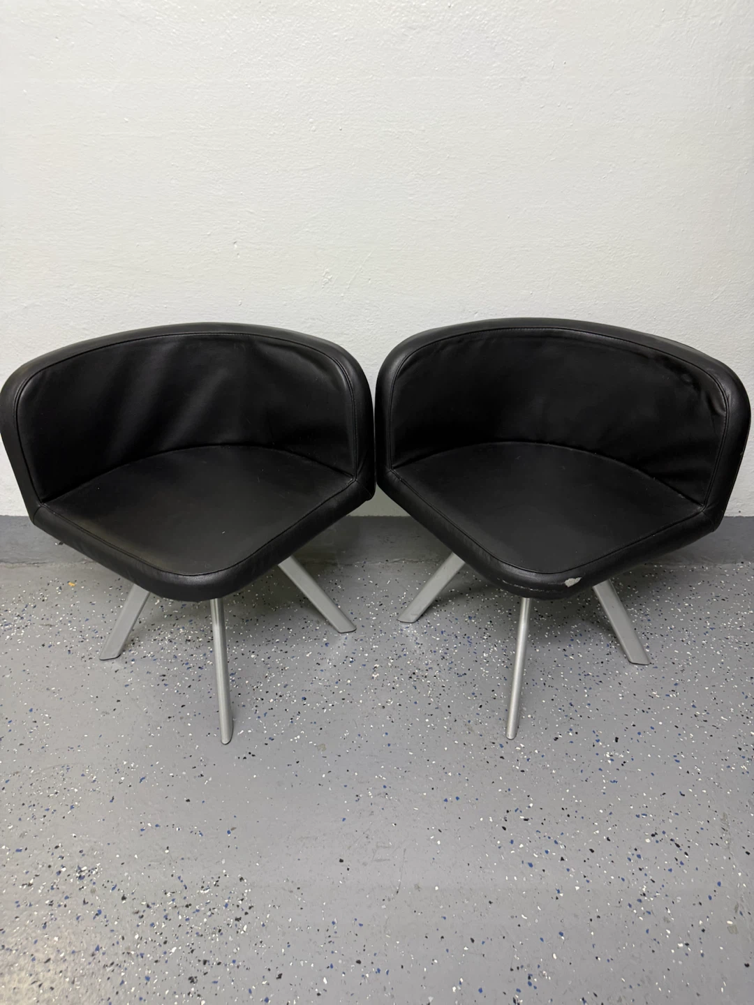 Set of Two Black Faux Leather Accent Chairs
