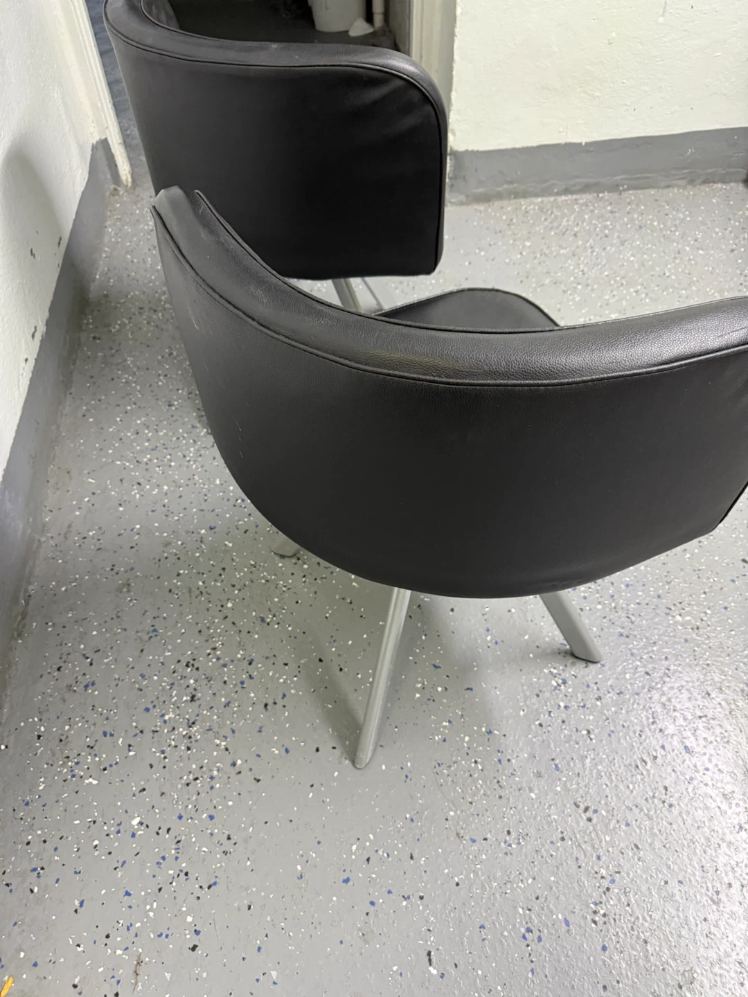 Set of Two Black Faux Leather Accent Chairs - photo 2