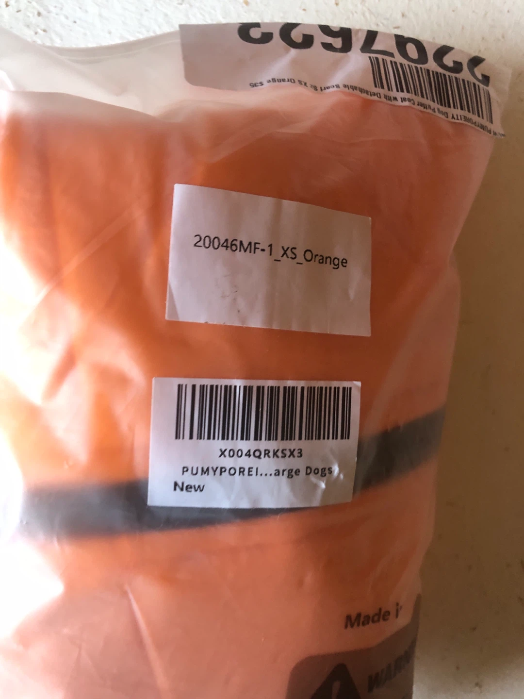 XS Dog Puffer Coat Orange detachable scarf - photo 2