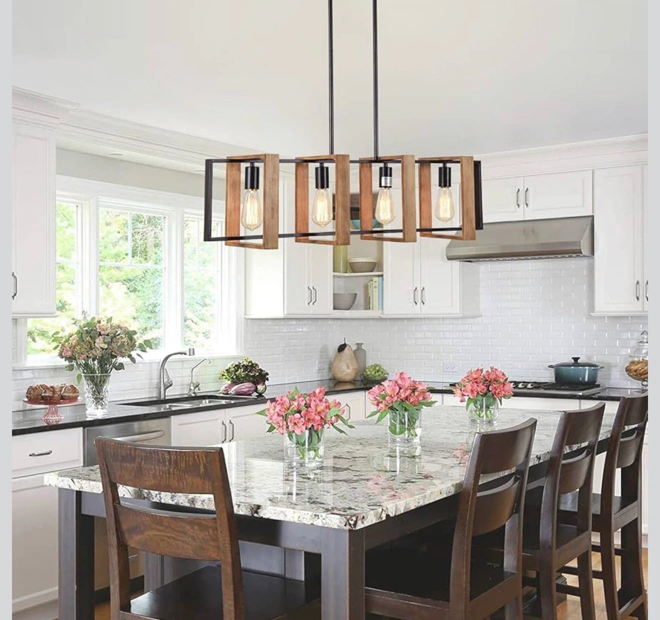 New!Rustic Wood and Metal Kitchen Island Pendant Light - photo 3
