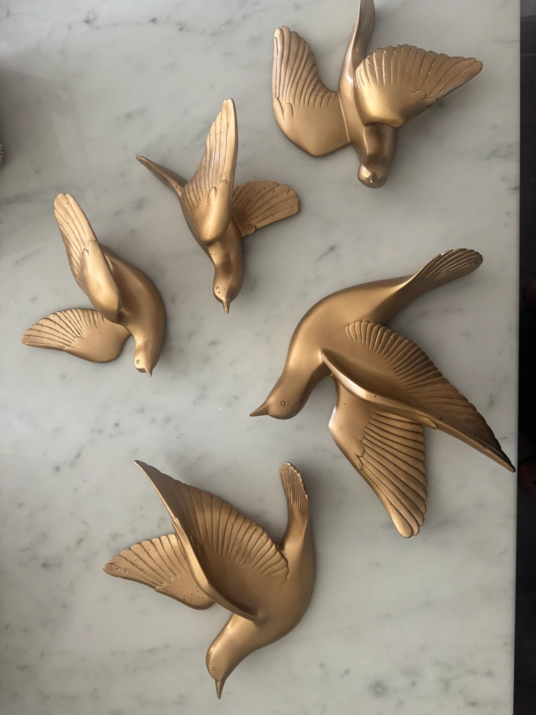 Set of 5 Gold Flying Bird Wall Decor