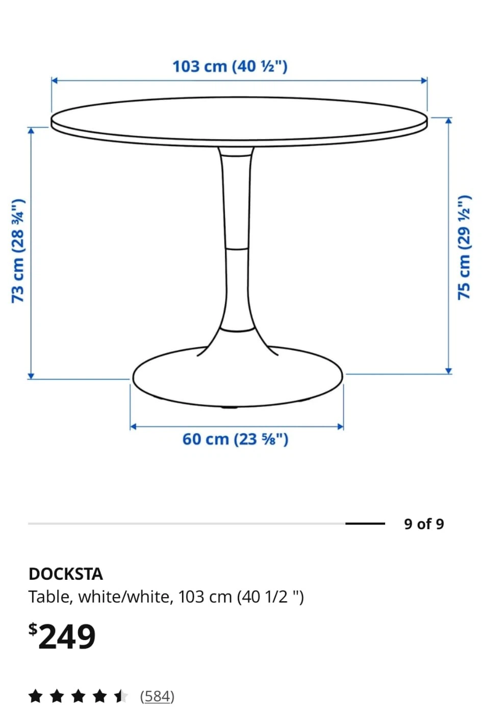 IKEA DOCKSTA Dining Table White - photo 3