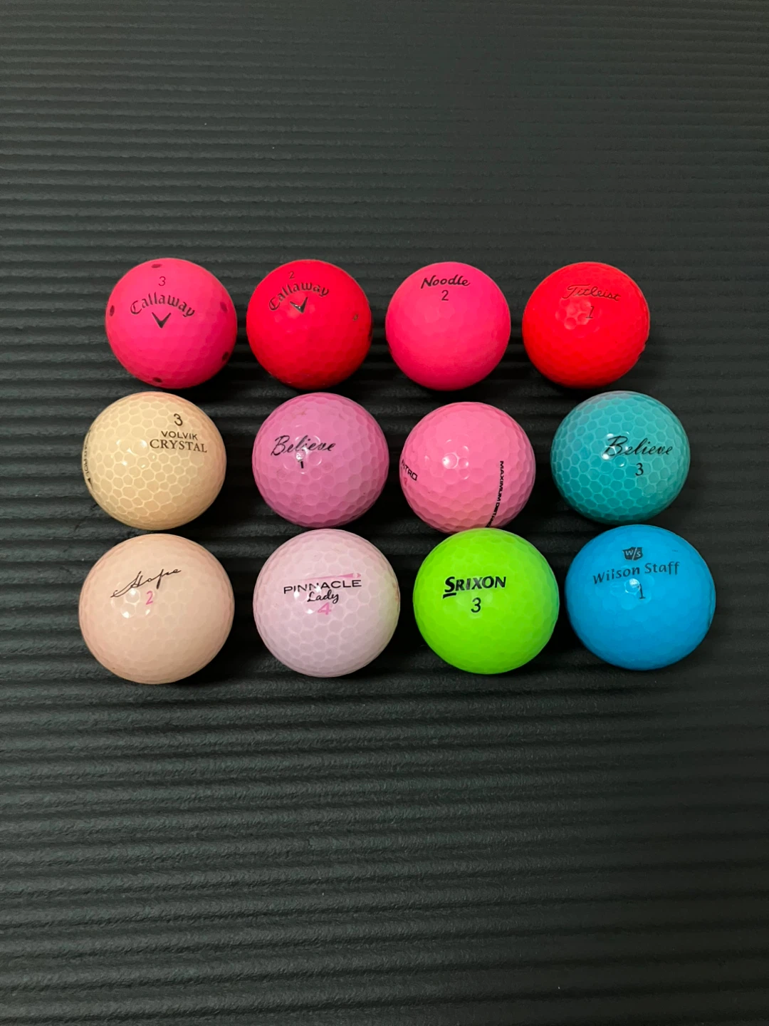 Assorted Mix of 12 Coloured Golf Balls