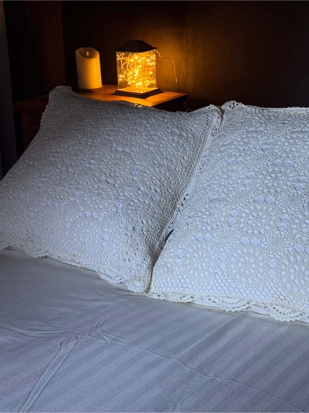 Set of 2 White Crochet Decorative Pillows - photo 2