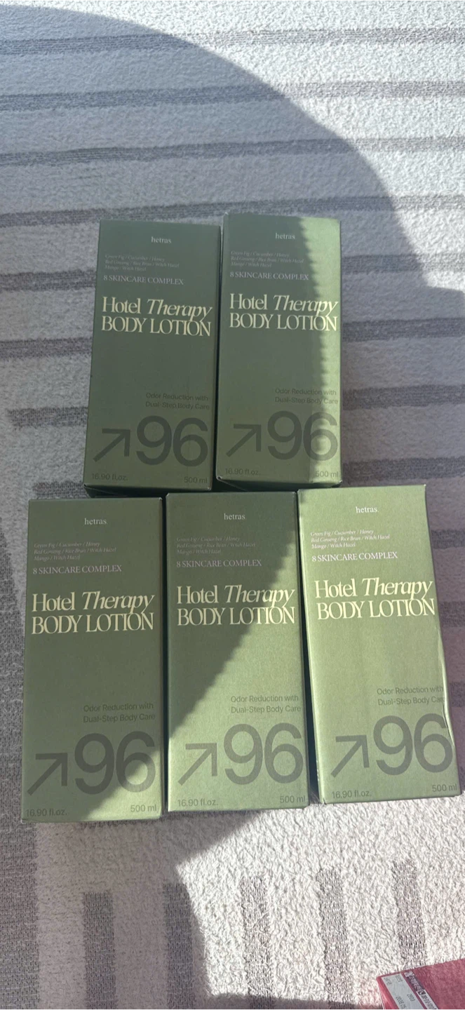 5 Hetras Hotel Therapy Body Lotion Bottles