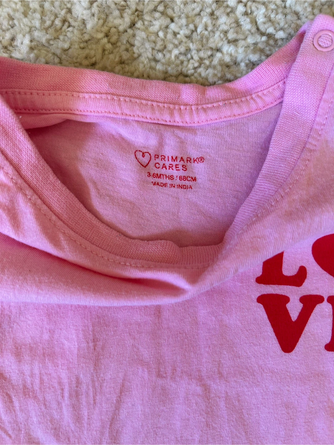 Primark Baby Love T-Shirt Pink 3-6 Months - photo 2