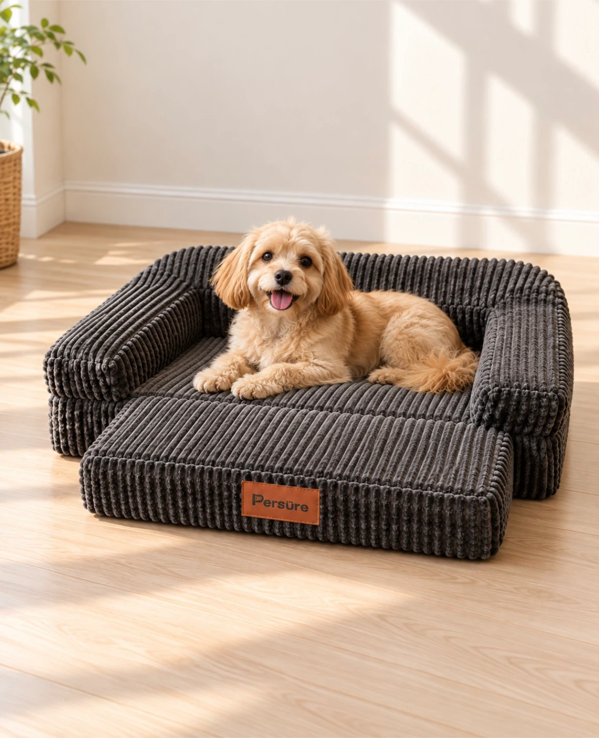 New Persüre Large 2-in-1 Dog Sofa Bed – Dark Grey