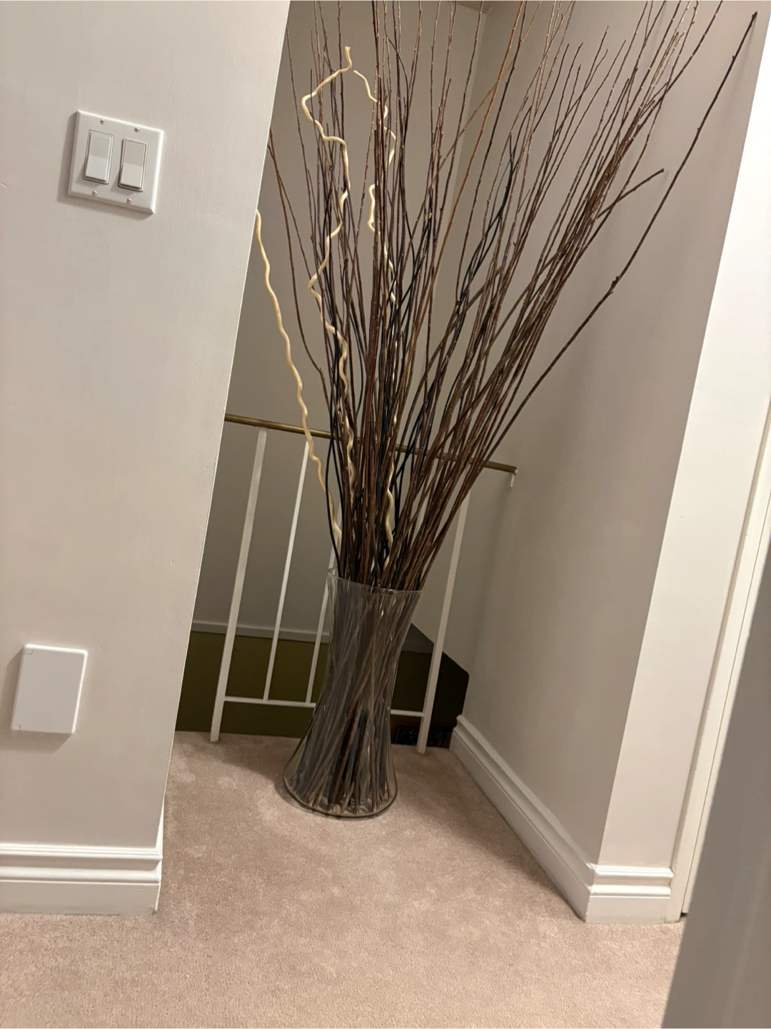 Large Glass Floor Vase with Decorative Branches - photo 2