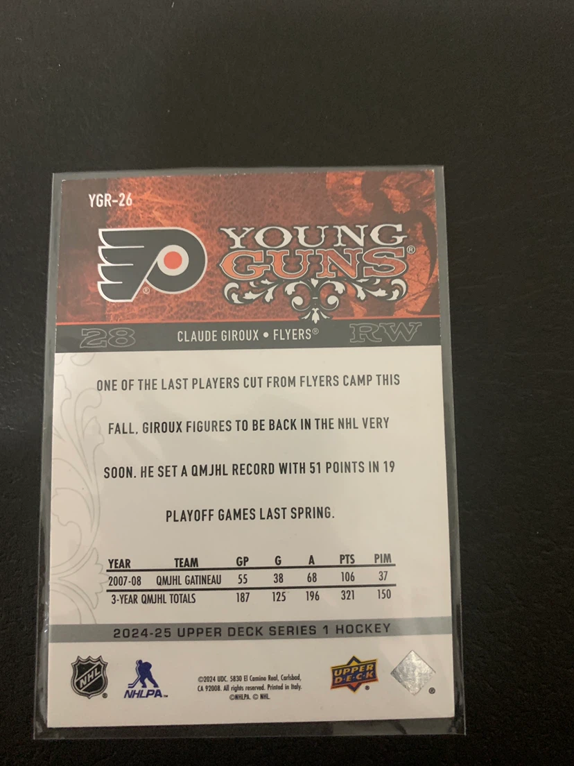 2024-25 Upper Deck Claude Giroux Young Guns Hockey Card - photo 2