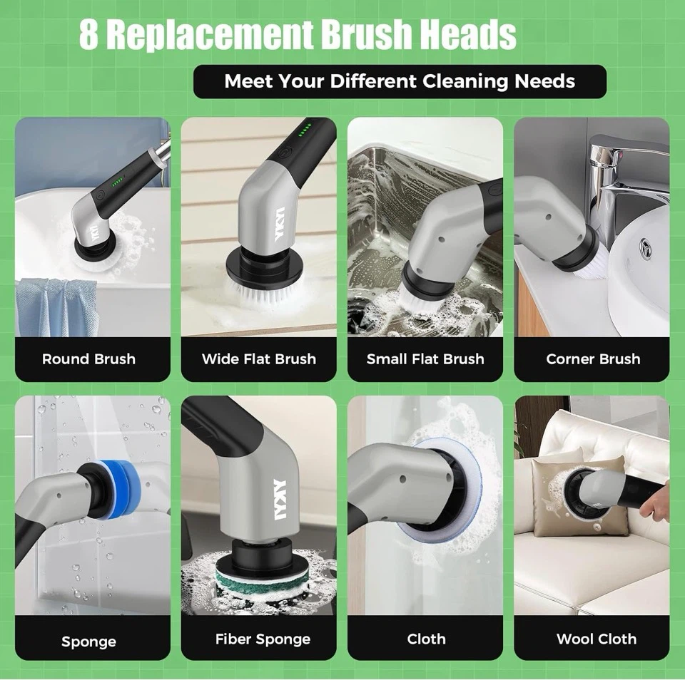 YKYI Electric Spin Scrubber with 8 Brush Heads - photo 2