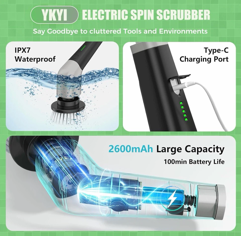YKYI Electric Spin Scrubber with 8 Brush Heads - photo 4