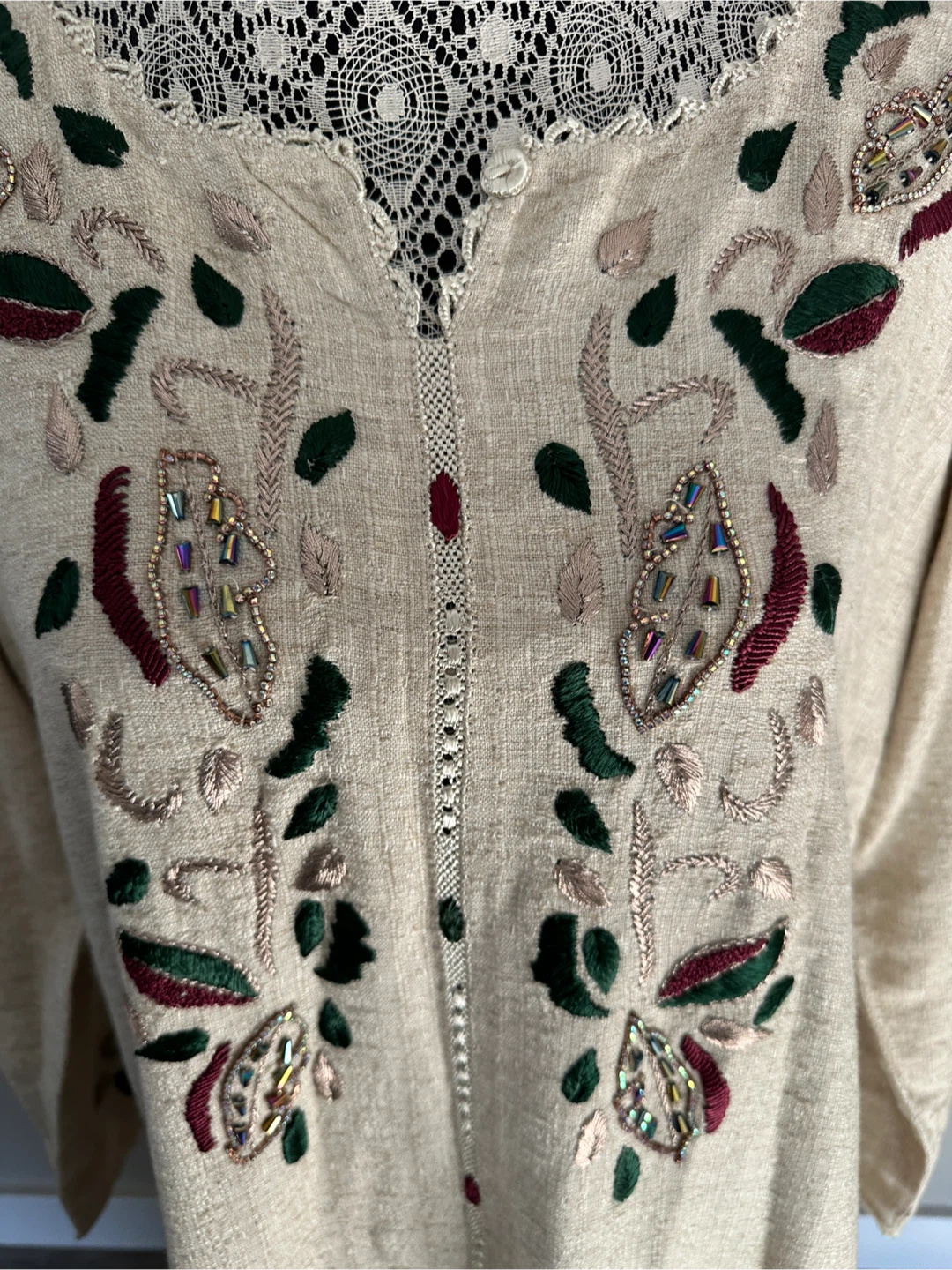 Embroidered Linen Kaftan Dress - New