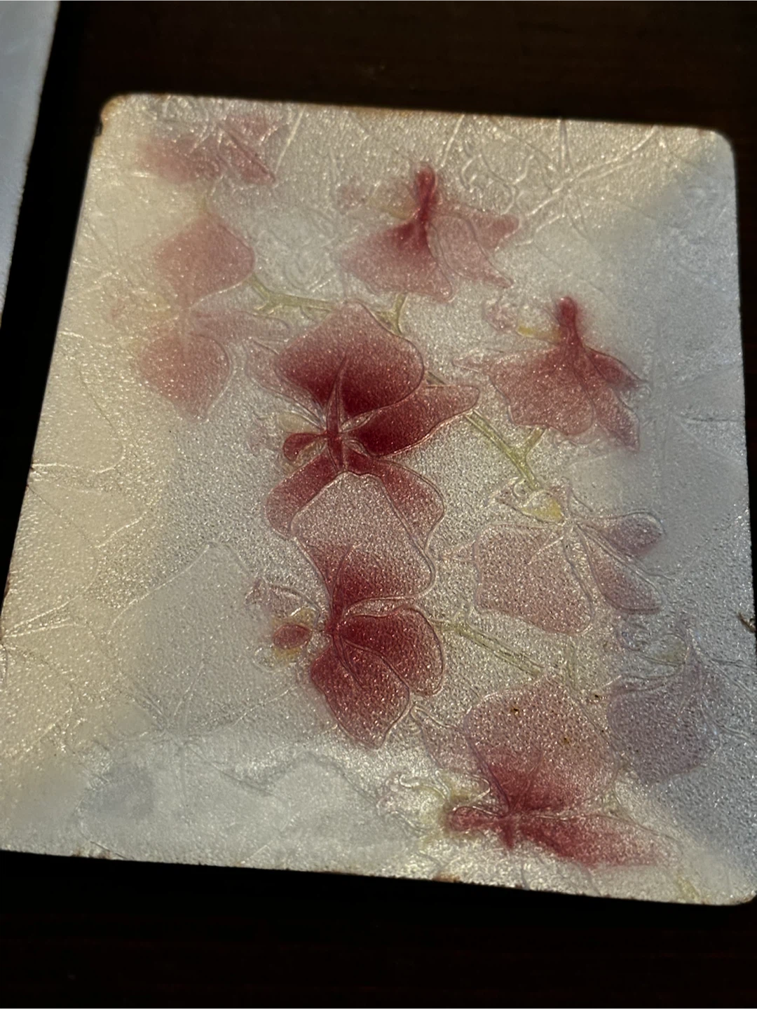Set of 5 Japanese orchid enamel trays - photo 2
