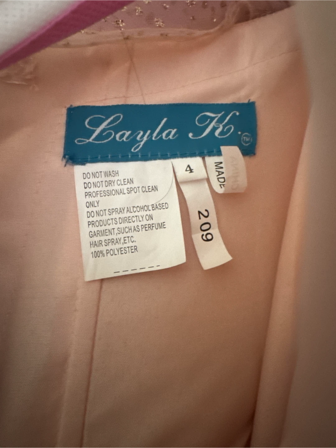 Layla K. Pink Glitter Formal Dress Size 4 - photo 4