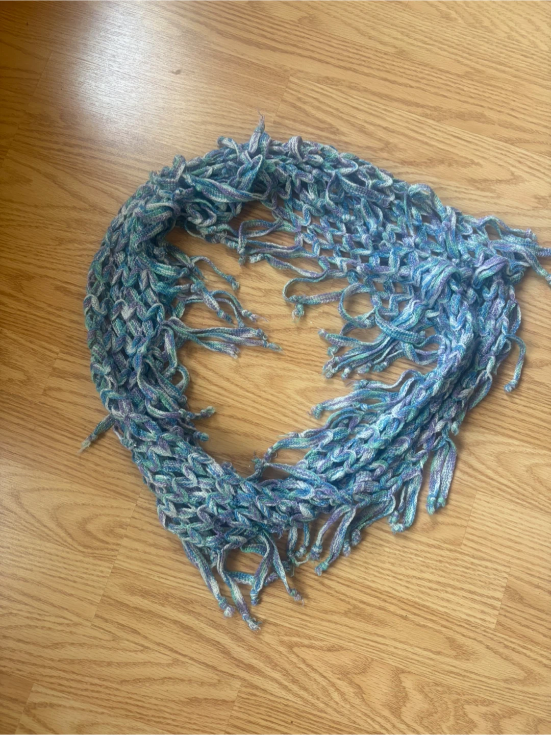 Blue and Purple Knitted Infinity Scarf
