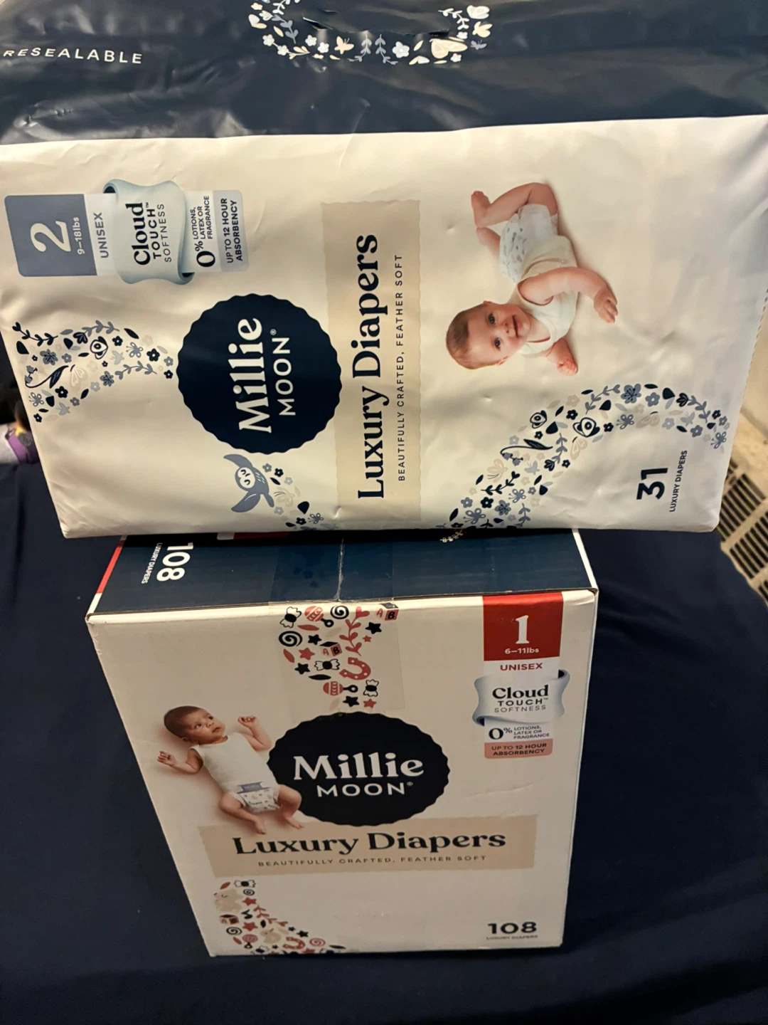 Millie Moon Luxury Diapers Size 1 and Size 2