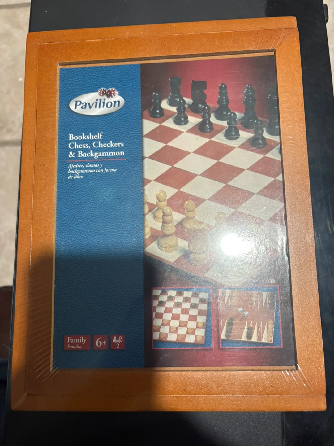Pavilion Bookshelf Chess, Checkers & Backgammon Set