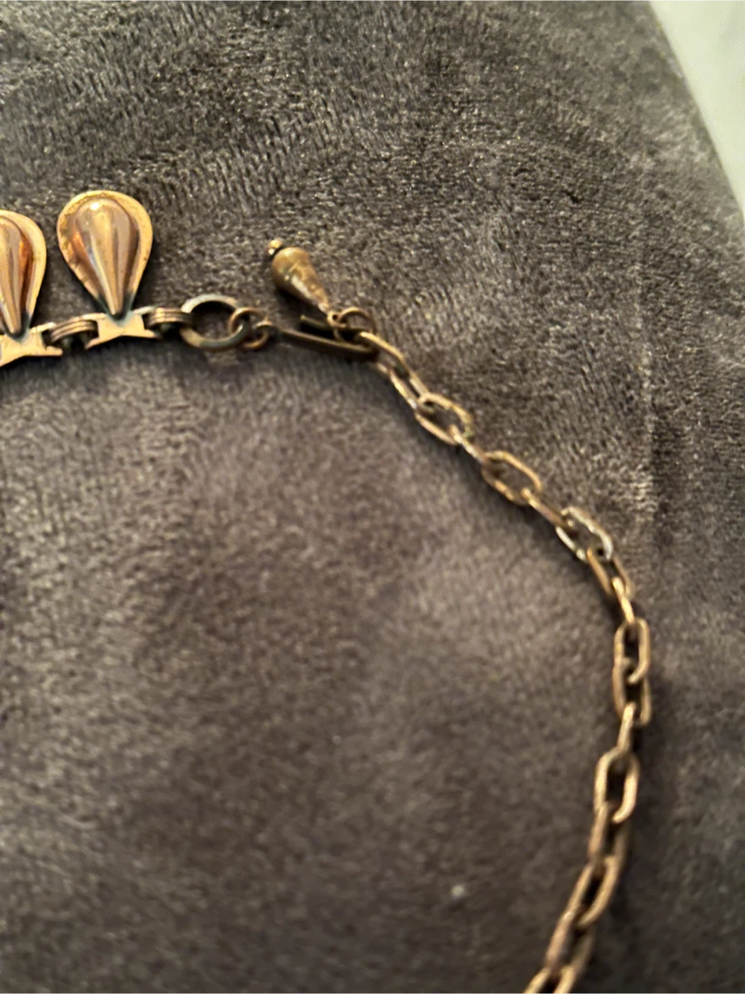 1950s Etruscan Revival Copper Drop Necklace 18.5" - photo 4