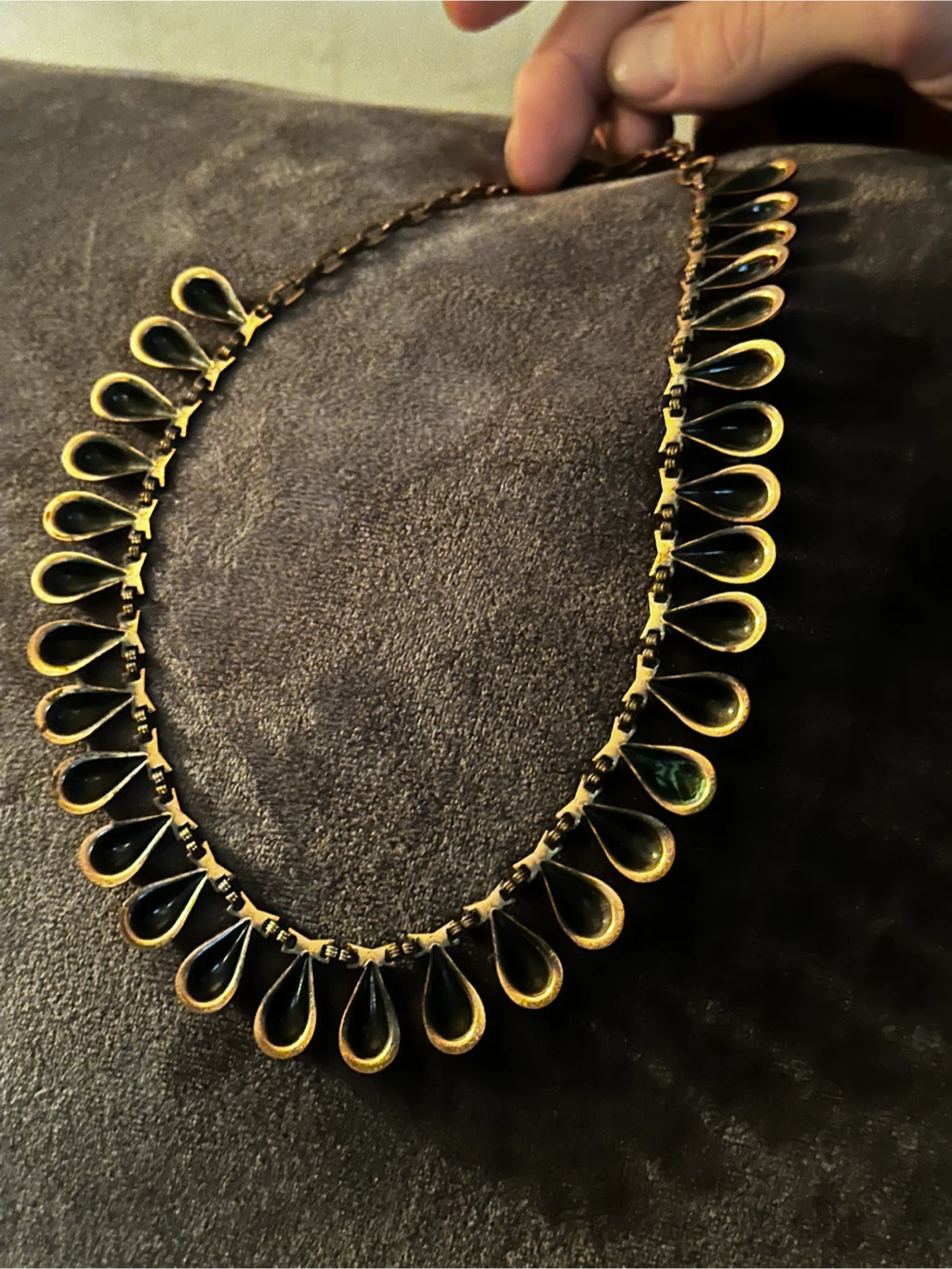 1950s Etruscan Revival Copper Drop Necklace 18.5" - photo 5