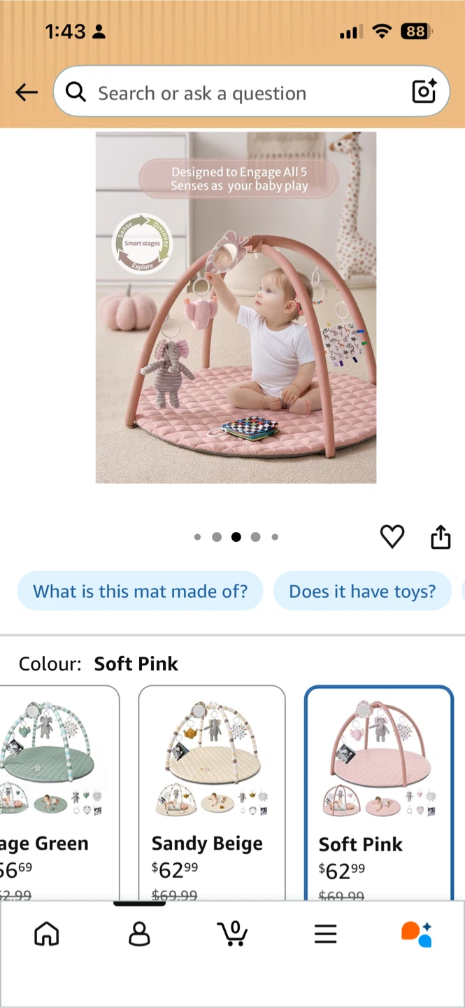 Blissful Diary Baby Play Gym Mat - Soft Pink - photo 2
