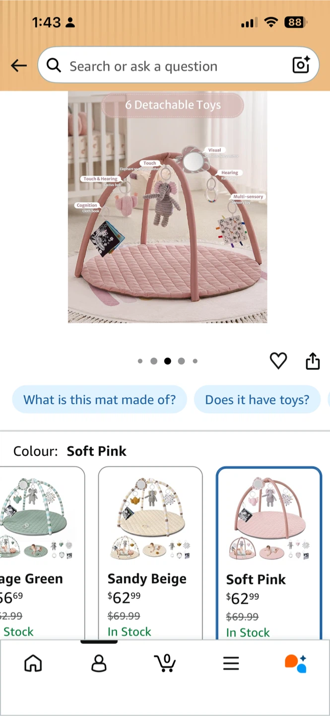 Blissful Diary Baby Play Gym Mat - Soft Pink - photo 3