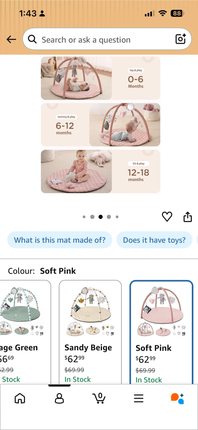 Blissful Diary Baby Play Gym Mat - Soft Pink - photo 4
